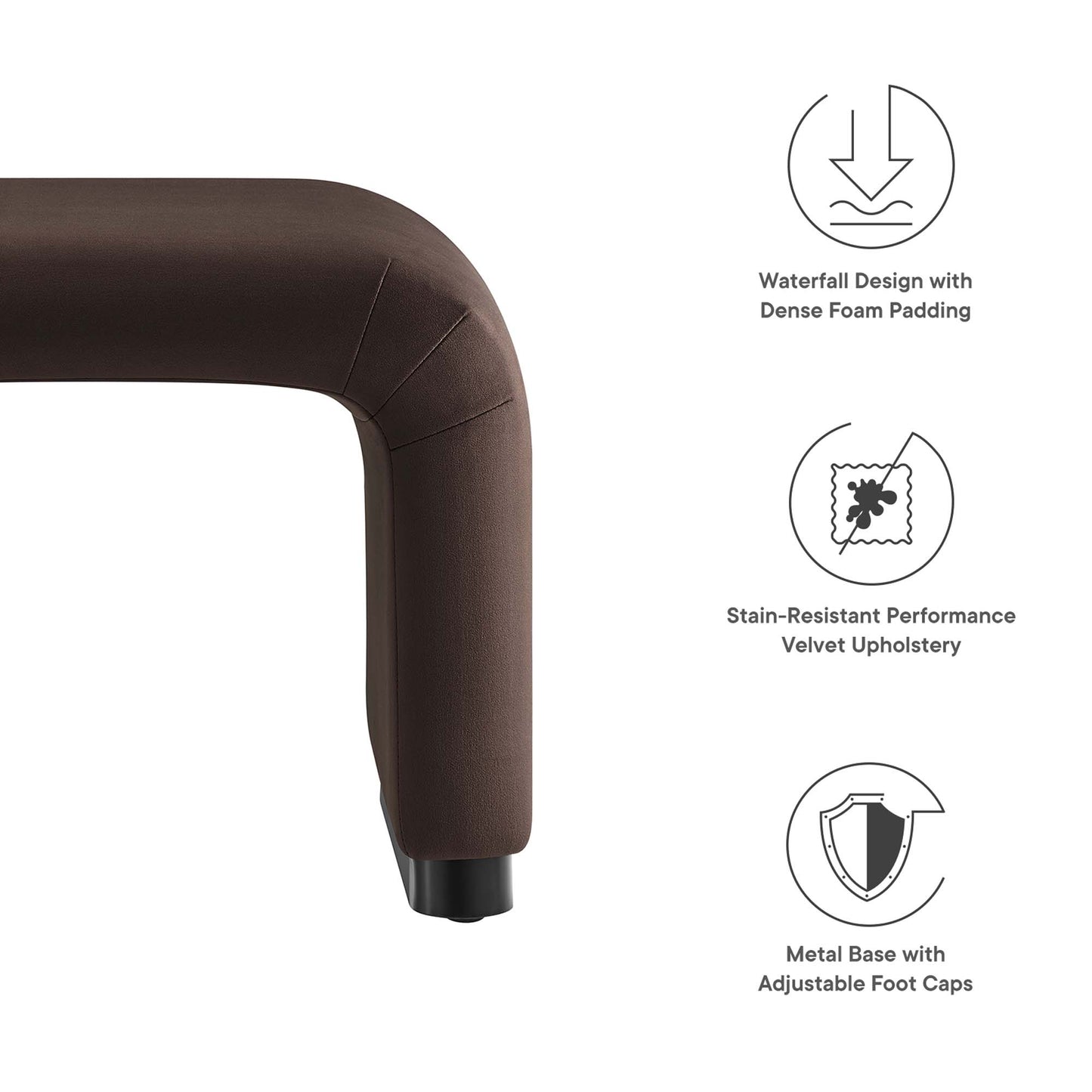 Modway - Koda Performance Velvet Waterfall Stool by Modway  Living Room Sofas and Armchairs Brown - EEI-6733-BLK-CHB