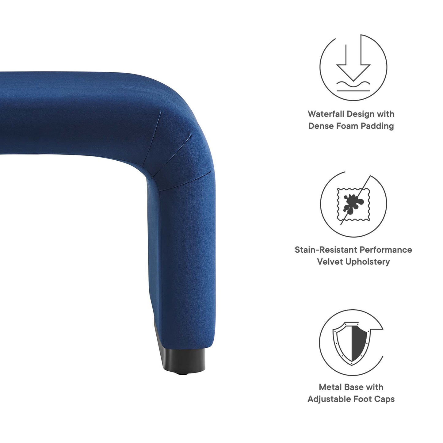 Modway - Koda Performance Velvet Waterfall Stool by Modway  Living Room Sofas and Armchairs Blue - EEI-6733-BLK-MID