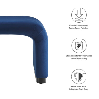 Modway - Koda Performance Velvet Waterfall Stool by Modway  Living Room Sofas and Armchairs Blue - EEI-6733-BLK-MID