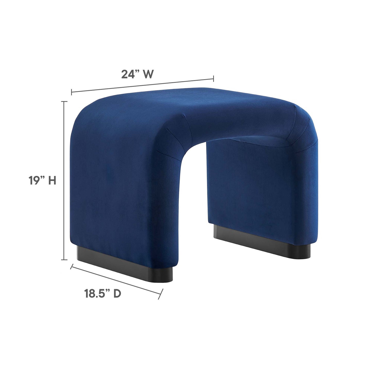 Modway - Koda Performance Velvet Waterfall Stool by Modway  Living Room Sofas and Armchairs Blue - EEI-6733-BLK-MID