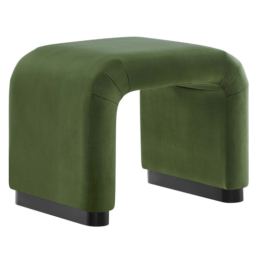 Modway - Koda Performance Velvet Waterfall Stool by Modway  Living Room Sofas and Armchairs Green - EEI-6733-BLK-MOS