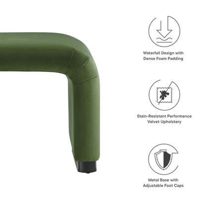 Modway - Koda Performance Velvet Waterfall Stool by Modway  Living Room Sofas and Armchairs Green - EEI-6733-BLK-MOS