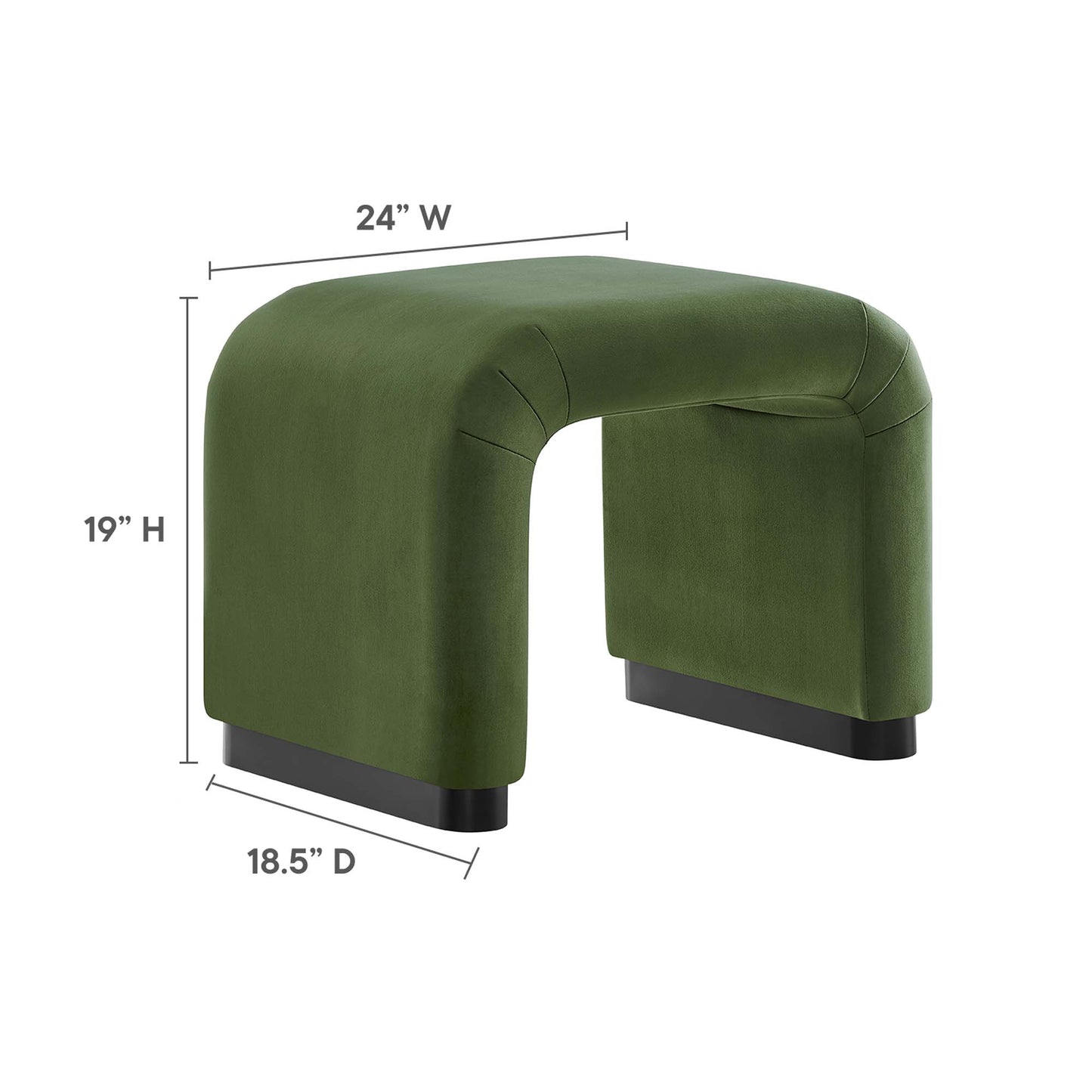 Modway - Koda Performance Velvet Waterfall Stool by Modway  Living Room Sofas and Armchairs Green - EEI-6733-BLK-MOS