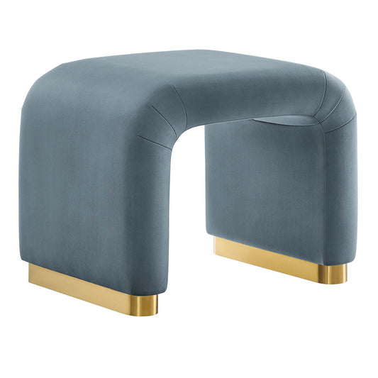 Modway - Koda Performance Velvet Waterfall Stool by Modway  Living Room Sofas and Armchairs Blue - EEI-6733-BRA-CAB