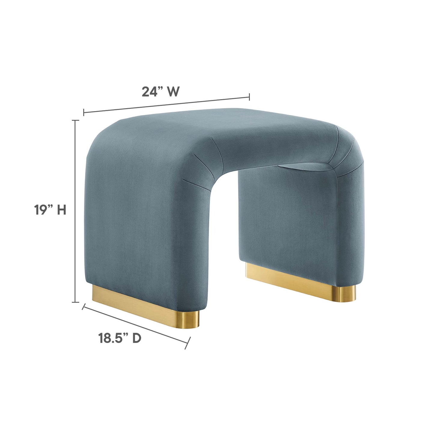 Modway - Koda Performance Velvet Waterfall Stool by Modway  Living Room Sofas and Armchairs Blue - EEI-6733-BRA-CAB