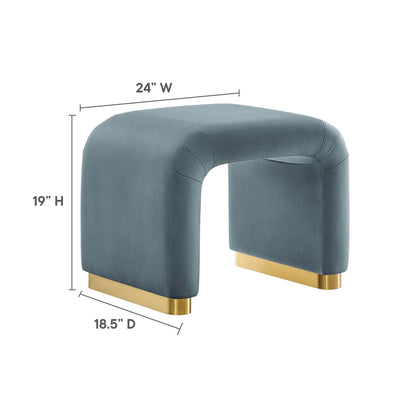 Modway - Koda Performance Velvet Waterfall Stool by Modway  Living Room Sofas and Armchairs Blue - EEI-6733-BRA-CAB