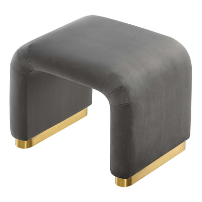 Modway - Koda Performance Velvet Waterfall Stool by Modway  Living Room Sofas and Armchairs Gray - EEI-6733-BRA-STG