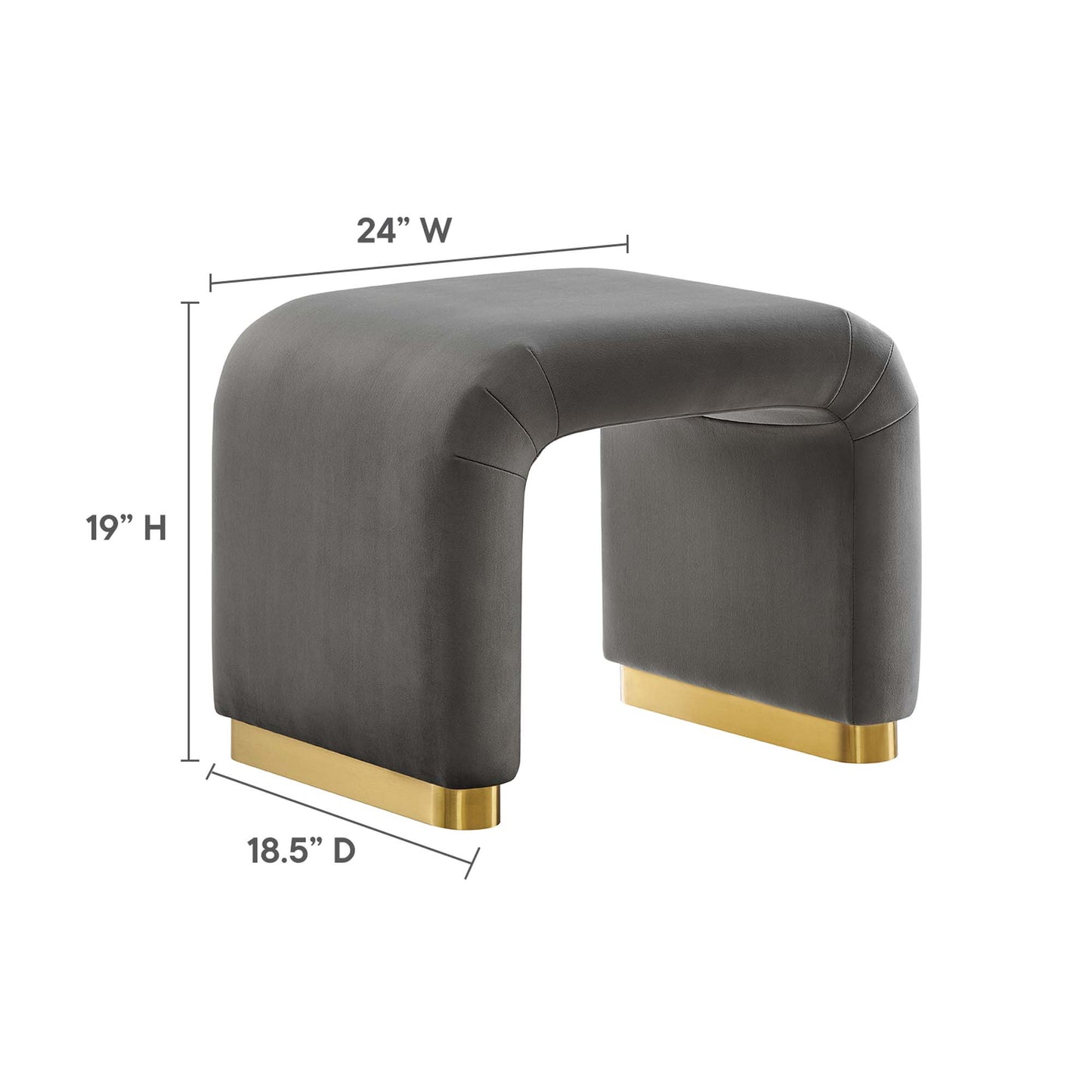 Modway - Koda Performance Velvet Waterfall Stool by Modway  Living Room Sofas and Armchairs Gray - EEI-6733-BRA-STG