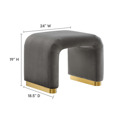 Modway - Koda Performance Velvet Waterfall Stool by Modway  Living Room Sofas and Armchairs Gray - EEI-6733-BRA-STG