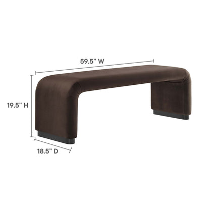 Modway - Koda Performance Velvet Waterfall Long Bench by Modway  Living Room Benches and Stools Brown - EEI-6734-BLK-CHB