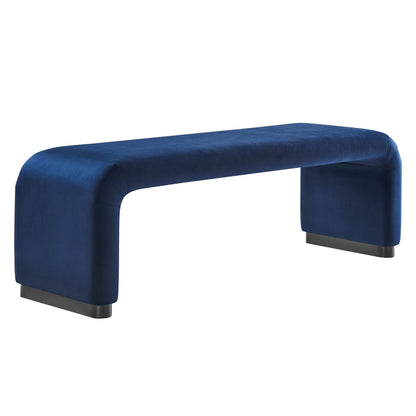 Modway - Koda Performance Velvet Waterfall Long Bench by Modway  Living Room Benches and Stools Blue - EEI-6734-BLK-MID