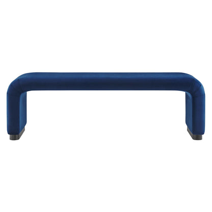 Modway - Koda Performance Velvet Waterfall Long Bench by Modway  Living Room Benches and Stools Blue - EEI-6734-BLK-MID