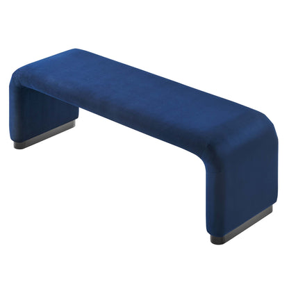 Modway - Koda Performance Velvet Waterfall Long Bench by Modway  Living Room Benches and Stools Blue - EEI-6734-BLK-MID