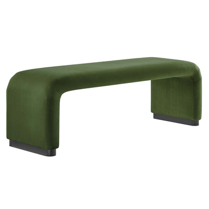 Modway - Koda Performance Velvet Waterfall Long Bench by Modway  Living Room Benches and Stools Green - EEI-6734-BLK-MOS