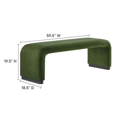 Modway - Koda Performance Velvet Waterfall Long Bench by Modway  Living Room Benches and Stools Green - EEI-6734-BLK-MOS