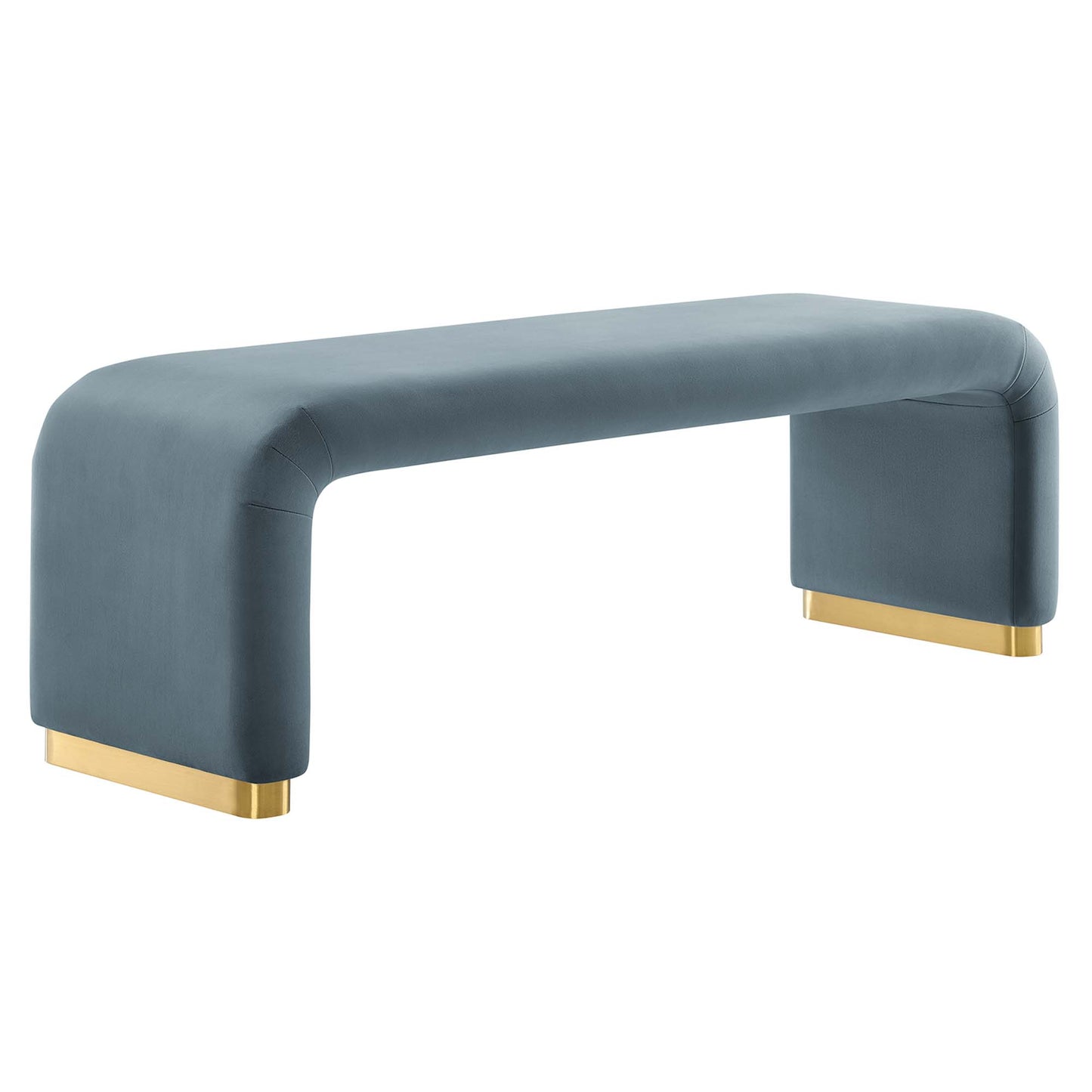 Modway - Koda Performance Velvet Waterfall Long Bench by Modway  Living Room Benches and Stools Blue - EEI-6734-BRA-CAB