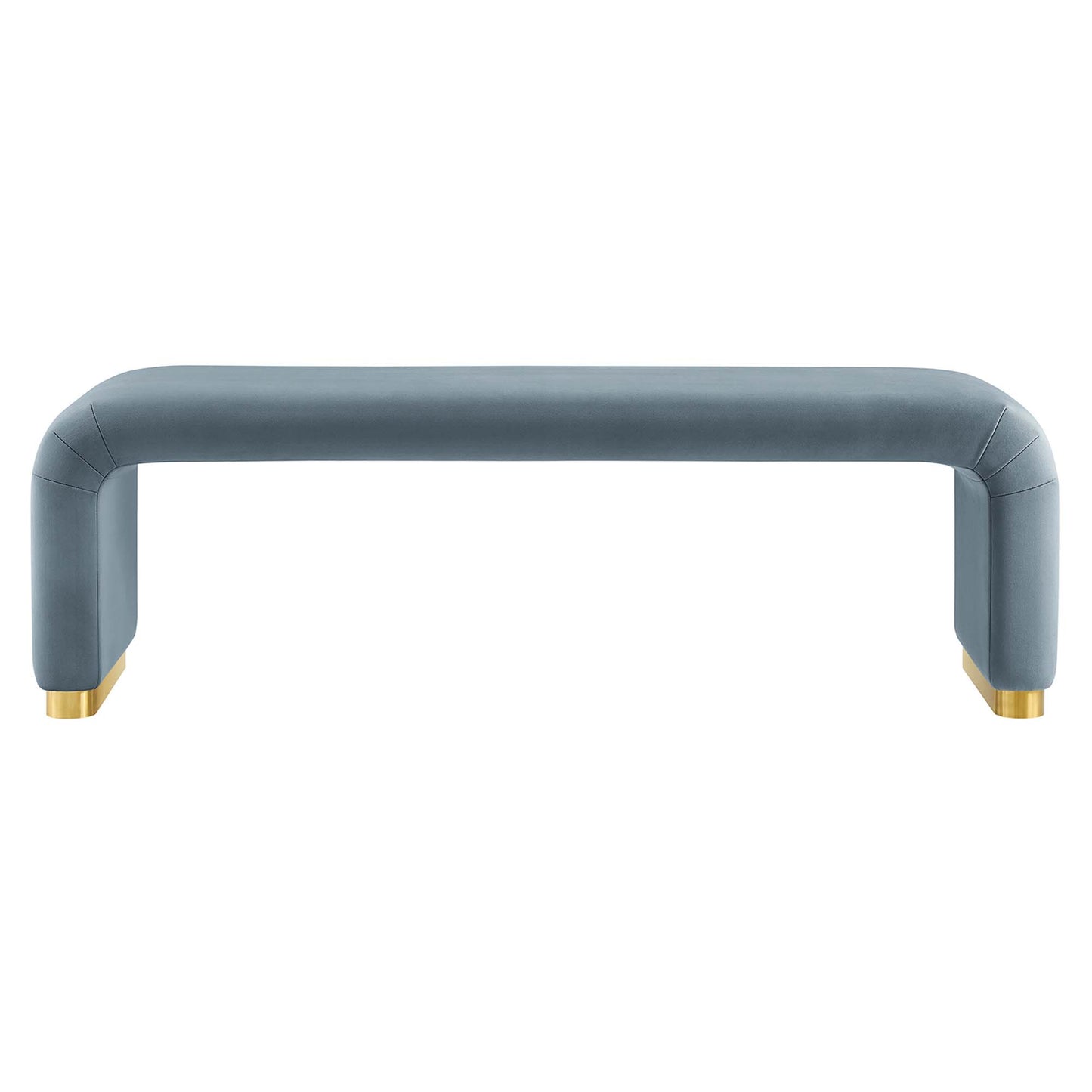 Modway - Koda Performance Velvet Waterfall Long Bench by Modway  Living Room Benches and Stools Blue - EEI-6734-BRA-CAB
