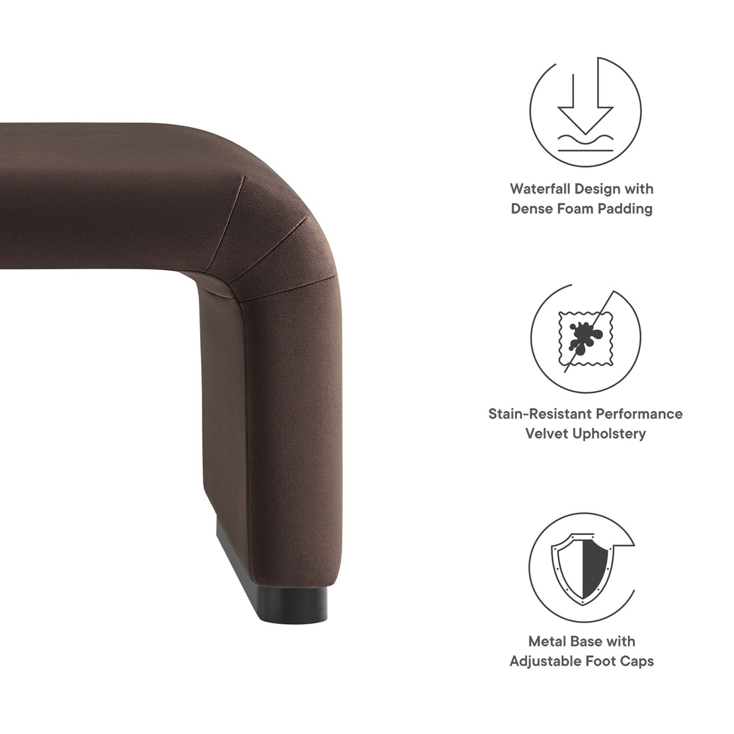 Modway - Koda Performance Velvet Waterfall Ottoman by Modway  Living Room Sofas and Armchairs Brown - EEI-6735-BLK-CHB