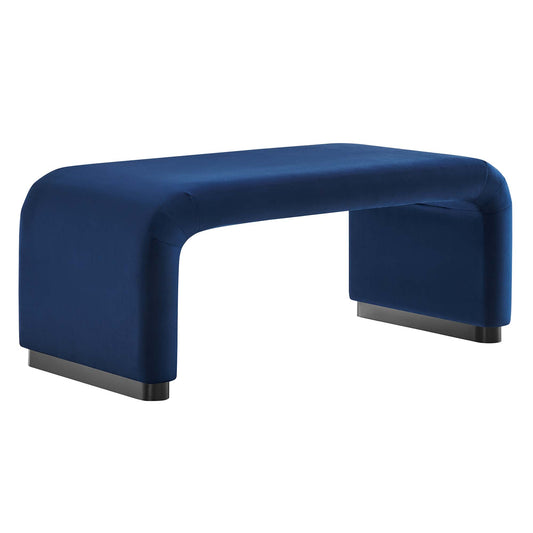 Modway - Koda Performance Velvet Waterfall Ottoman by Modway  Living Room Sofas and Armchairs Blue - EEI-6735-BLK-MID