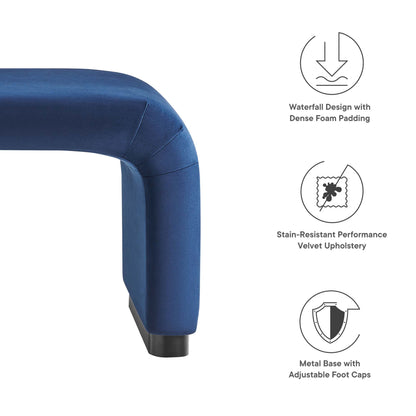 Modway - Koda Performance Velvet Waterfall Ottoman by Modway  Living Room Sofas and Armchairs Blue - EEI-6735-BLK-MID