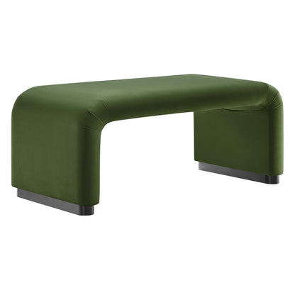 Modway - Koda Performance Velvet Waterfall Ottoman by Modway  Living Room Sofas and Armchairs Green - EEI-6735-BLK-MOS