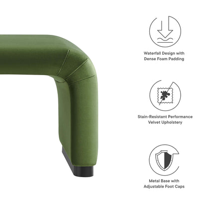 Modway - Koda Performance Velvet Waterfall Ottoman by Modway  Living Room Sofas and Armchairs Green - EEI-6735-BLK-MOS