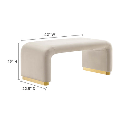 Modway - Koda Performance Velvet Waterfall Ottoman by Modway  Living Room Sofas and Armchairs Brown - EEI-6735-BRA-ALM