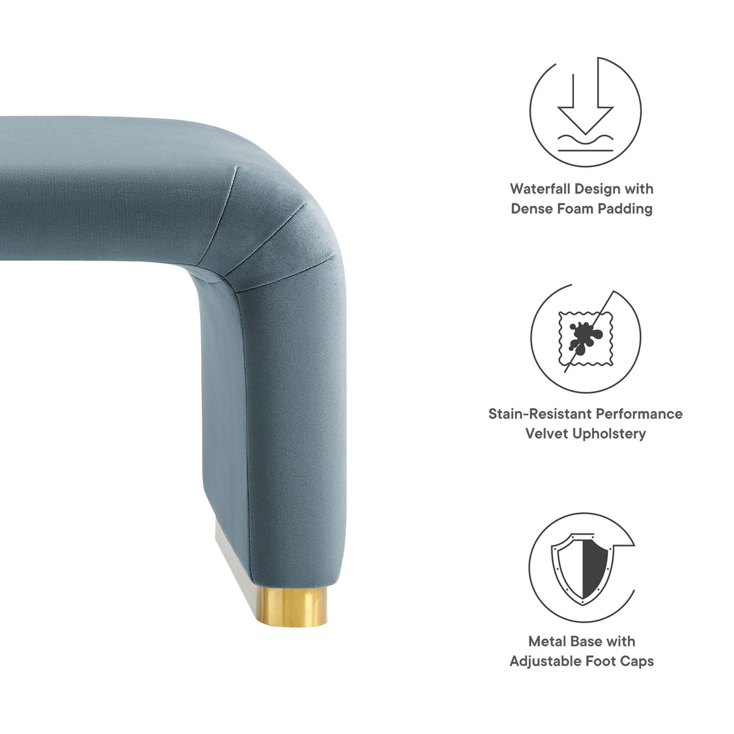 Modway - Koda Performance Velvet Waterfall Ottoman by Modway  Living Room Sofas and Armchairs Blue - EEI-6735-BRA-CAB