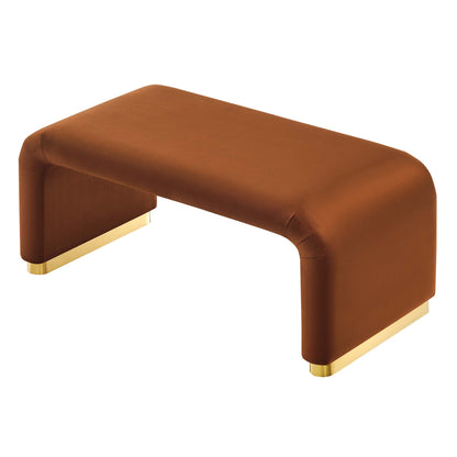 Modway - Koda Performance Velvet Waterfall Ottoman by Modway  Living Room Sofas and Armchairs Red - EEI-6735-BRA-RUS