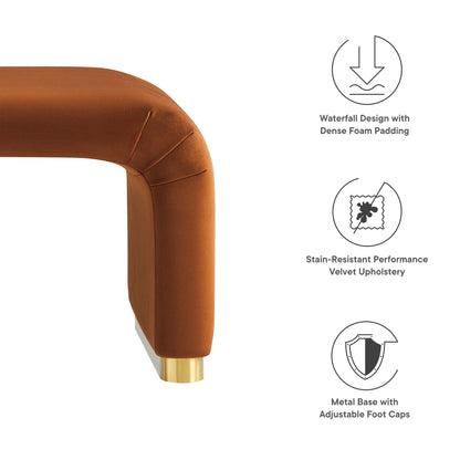 Modway - Koda Performance Velvet Waterfall Ottoman by Modway  Living Room Sofas and Armchairs Red - EEI-6735-BRA-RUS