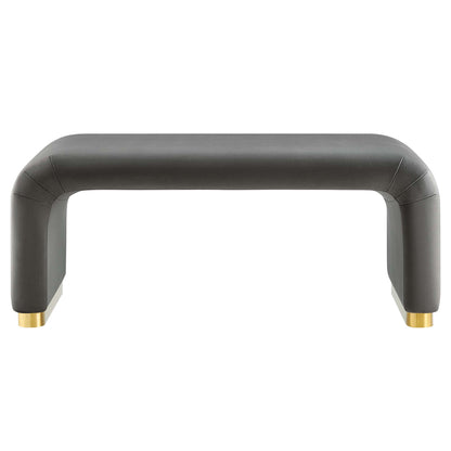 Modway - Koda Performance Velvet Waterfall Ottoman by Modway  Living Room Sofas and Armchairs Gray - EEI-6735-BRA-STG