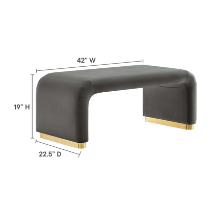 Modway - Koda Performance Velvet Waterfall Ottoman by Modway  Living Room Sofas and Armchairs Gray - EEI-6735-BRA-STG