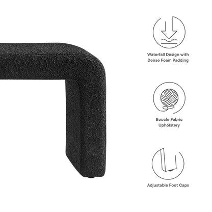 Modway - Simba Boucle Fabric Waterfall Long Bench by Modway  Living Room Benches and Stools Black - EEI-6736-BLK
