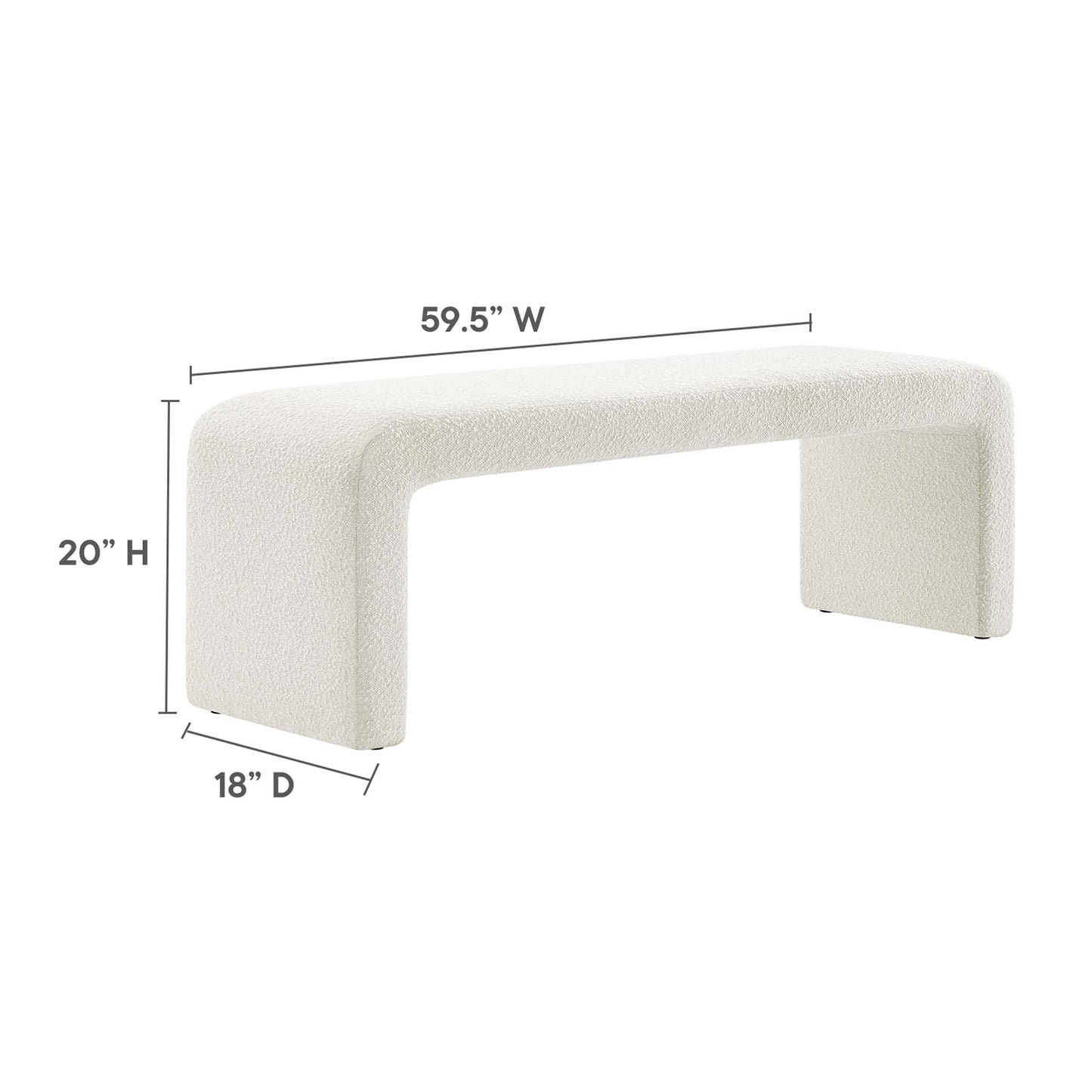 Modway - Simba Boucle Fabric Waterfall Long Bench by Modway  Living Room Benches and Stools White - EEI-6736-IVO