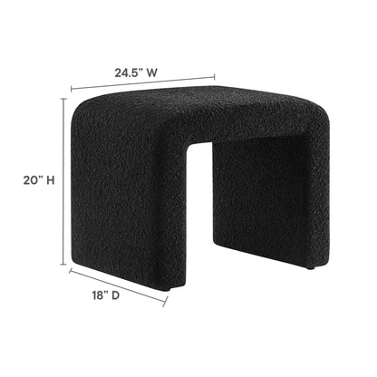 Textured black U-shaped stool with hollow center, 24.5W x 20H x 18D.