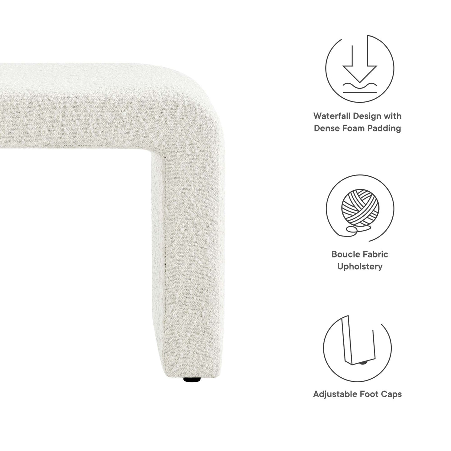 Modway - Simba Boucle Fabric Waterfall Stool by Modway  Living Room Sofas and Armchairs White - EEI-6737-IVO
