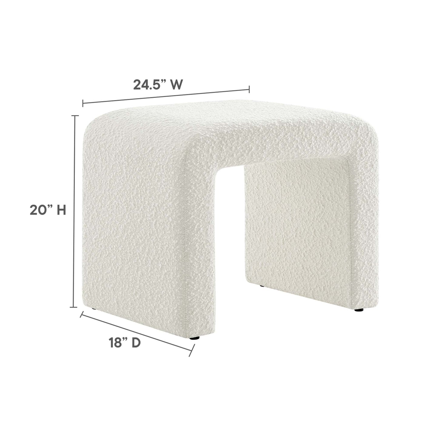 Modway - Simba Boucle Fabric Waterfall Stool by Modway  Living Room Sofas and Armchairs White - EEI-6737-IVO