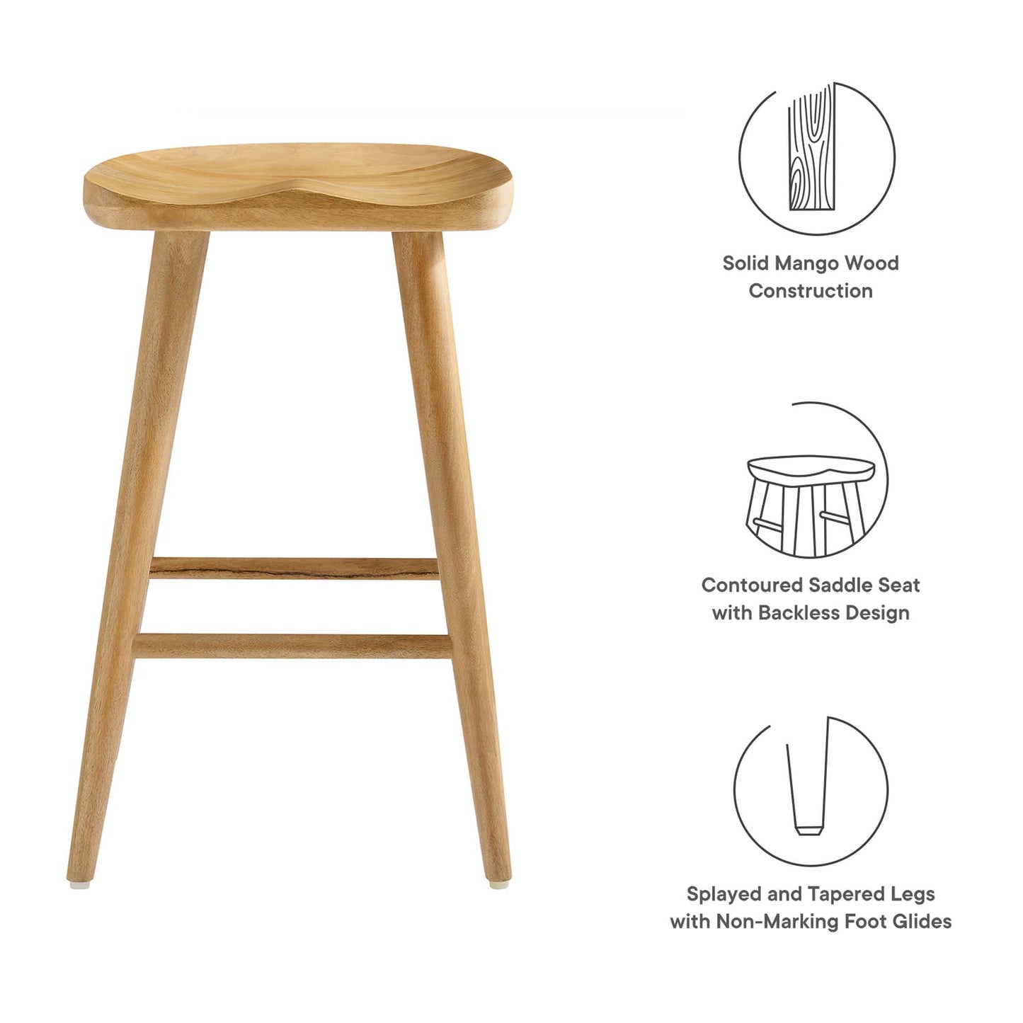 Modway - Saville Backless Wood Counter Stools Set of 2 by Modway  Bar and Dining Bar and Counter Stools Brown - EEI-6739-OAK