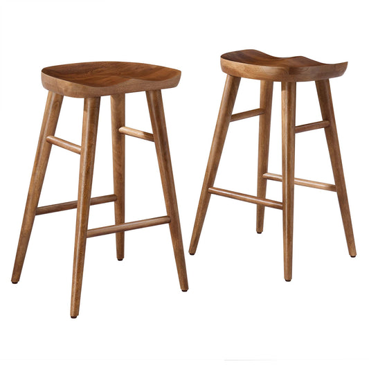 Modway - Saville Backless Wood Counter Stools Set of 2 by Modway  Bar and Dining Bar and Counter Stools Brown - EEI-6739-WAL