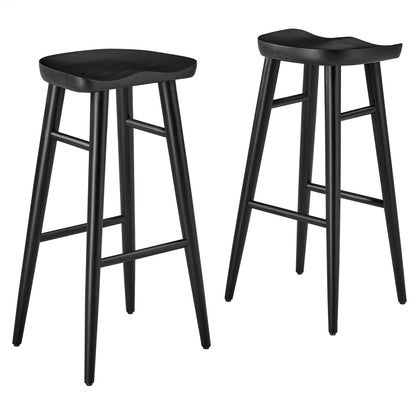 Modway - Saville Backless Wood Bar Stools Set of 2 by Modway  Bar and Dining Bar and Counter Stools Black - EEI-6740-BLK
