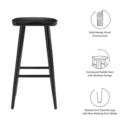 Modway - Saville Backless Wood Bar Stools Set of 2 by Modway  Bar and Dining Bar and Counter Stools Black - EEI-6740-BLK