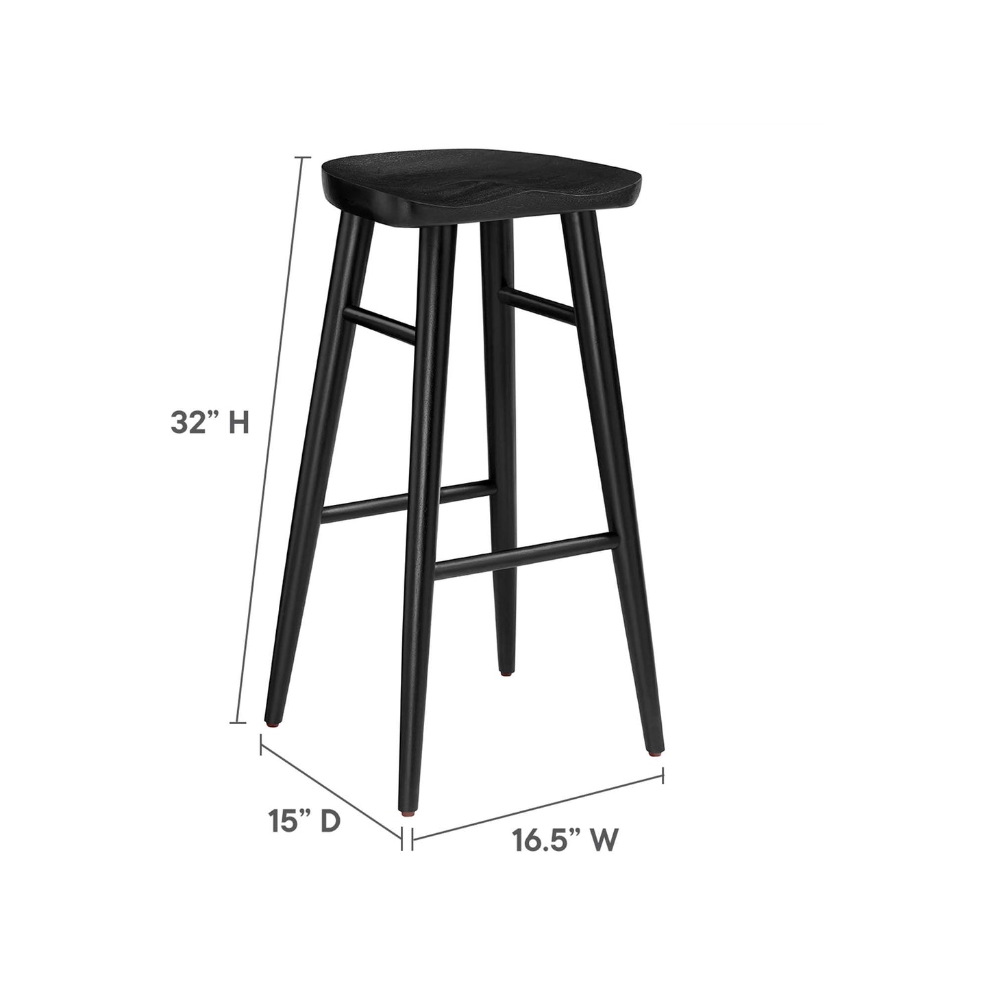 Modway - Saville Backless Wood Bar Stools Set of 2 by Modway  Bar and Dining Bar and Counter Stools Black - EEI-6740-BLK