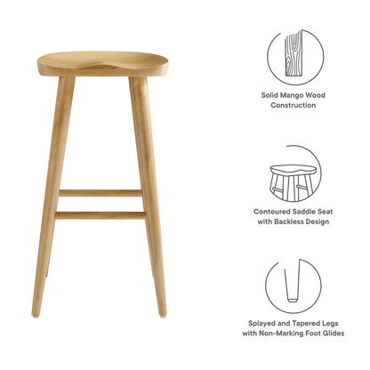 Modway - Saville Backless Wood Bar Stools Set of 2 by Modway  Bar and Dining Bar and Counter Stools Brown - EEI-6740-OAK