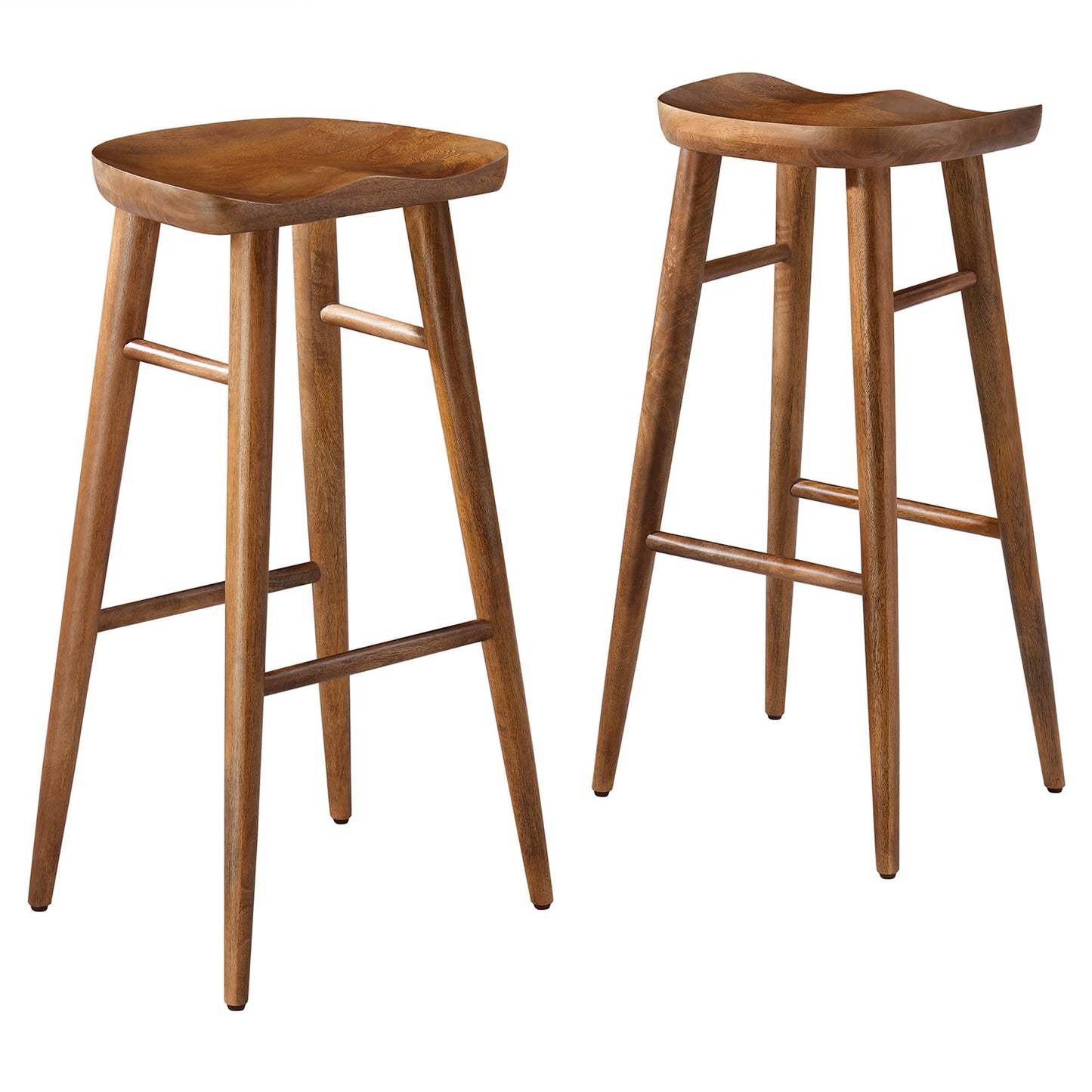 Modway - Saville Backless Wood Bar Stools Set of 2 by Modway  Bar and Dining Bar and Counter Stools Brown - EEI-6740-WAL