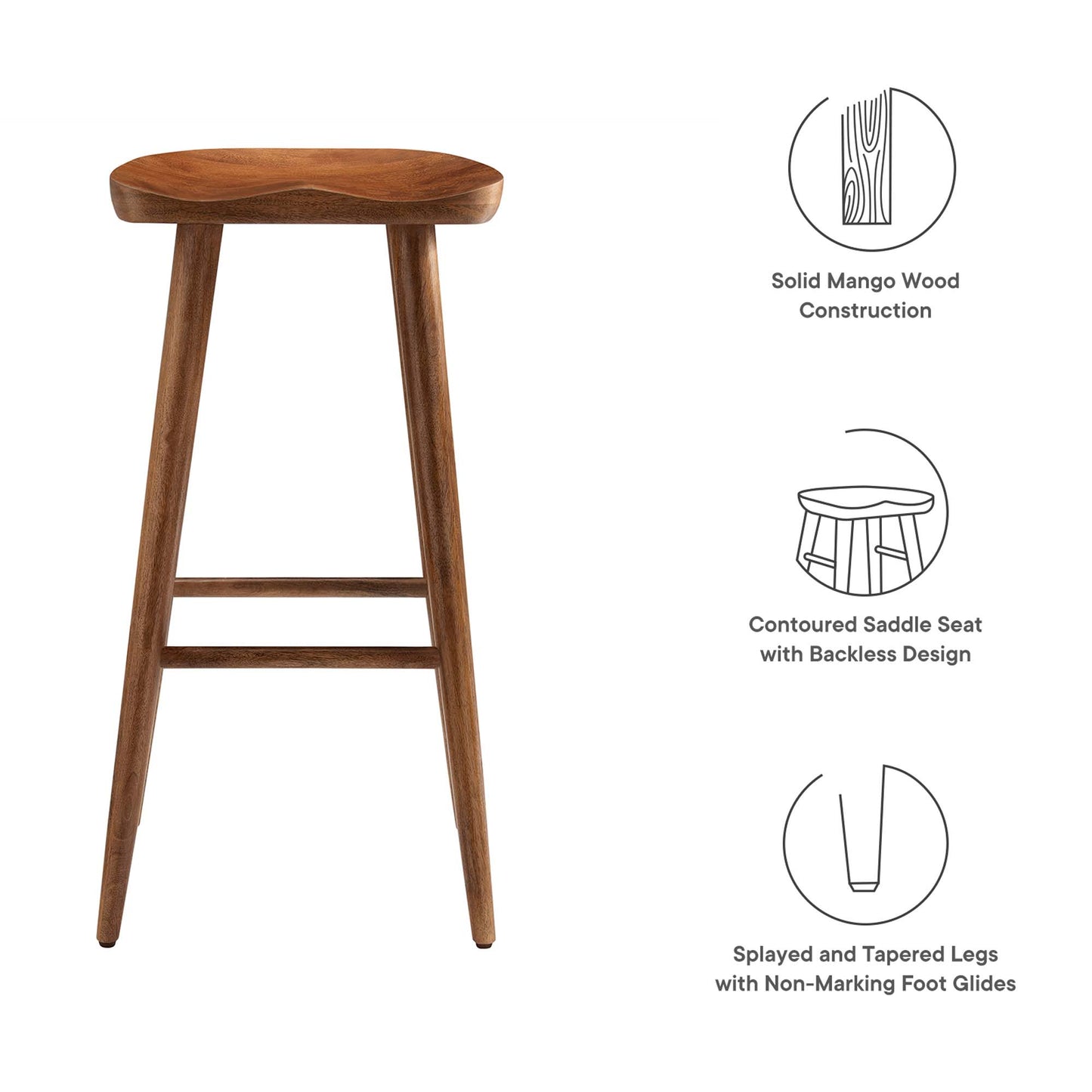 Modway - Saville Backless Wood Bar Stools Set of 2 by Modway  Bar and Dining Bar and Counter Stools Brown - EEI-6740-WAL