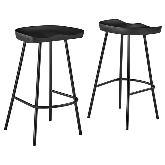 Modway - Concord Backless Wood Counter Stools Set of 2 by Modway  Bar and Dining Bar and Counter Stools Black - EEI-6741-BLK