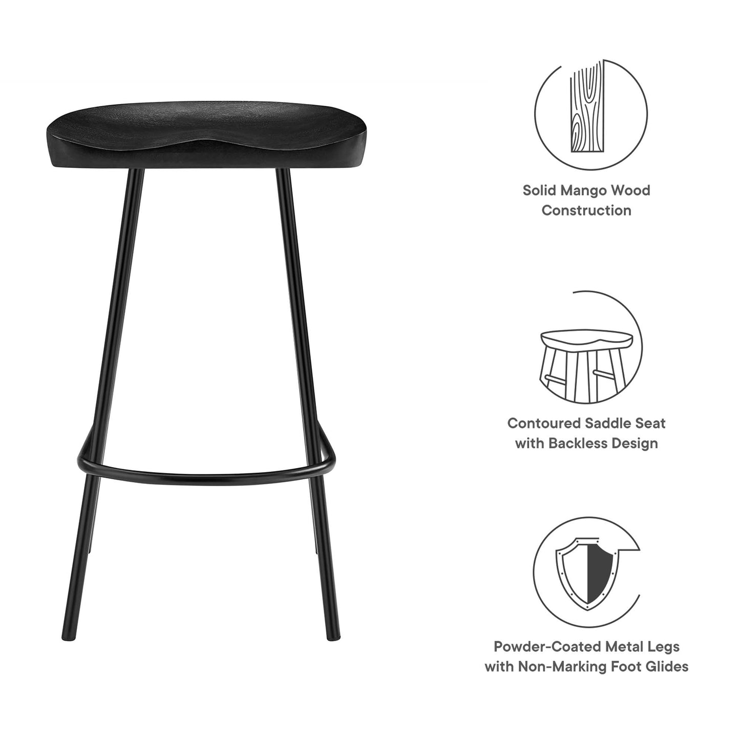 Modway - Concord Backless Wood Counter Stools Set of 2 by Modway  Bar and Dining Bar and Counter Stools Black - EEI-6741-BLK