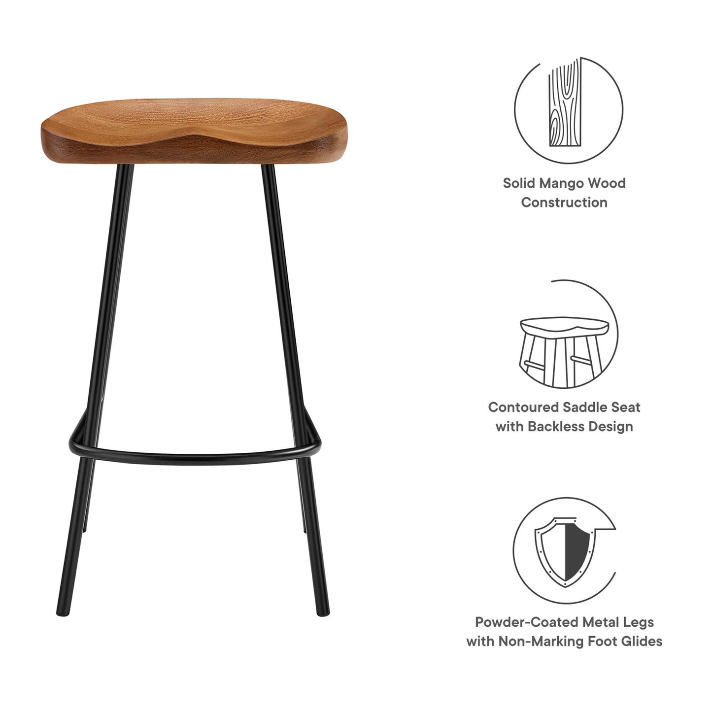 Modway - Concord Backless Wood Counter Stools Set of 2 by Modway  Bar and Dining Bar and Counter Stools Brown - EEI-6741-WAL