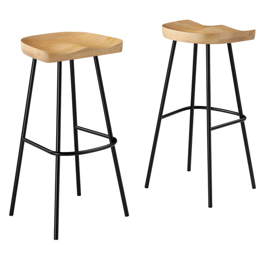Modway - Concord Backless Wood Bar Stools Set of 2 by Modway  Bar and Dining Bar and Counter Stools Brown - EEI-6742-OAK