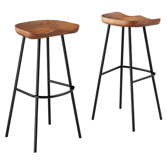 Modway - Concord Backless Wood Bar Stools Set of 2 by Modway  Bar and Dining Bar and Counter Stools Brown - EEI-6742-WAL